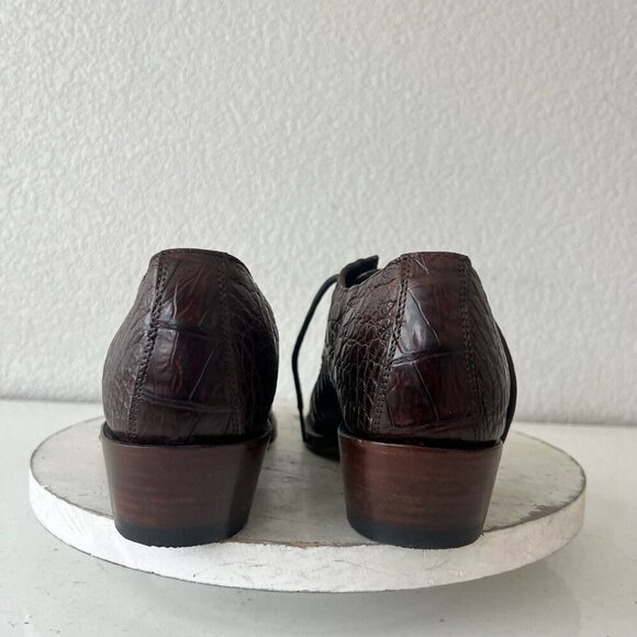Rod Patrick Womens Lace Up Shoes 8.5 Brown Caiman Exotic Western Boots Loafers - Picture 3 of 11